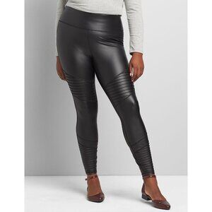 Lane Bryant Women's Livi 7/8 Power Legging Faux Leather solid black NEW 18/20